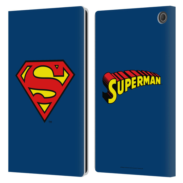 Superman DC Comics Logos Classic Leather Book Wallet Case Cover For Amazon Fire Max 11 2023