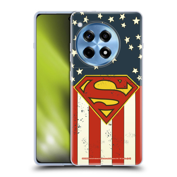 Superman DC Comics Logos U.S. Flag Soft Gel Case for OnePlus 12R
