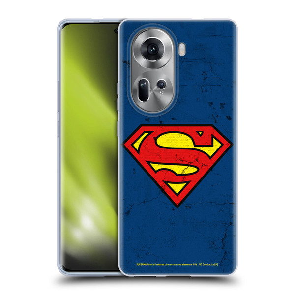 Superman DC Comics Logos Distressed Look Soft Gel Case for OPPO Reno11