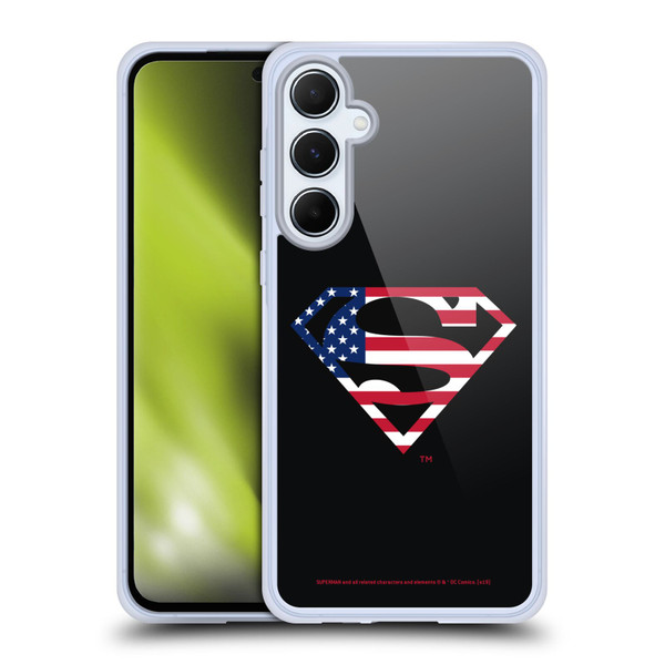 Superman DC Comics Logos U.S. Flag 2 Soft Gel Case for Samsung Galaxy A55 5G