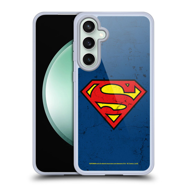Superman DC Comics Logos Distressed Look Soft Gel Case for Samsung Galaxy S23 FE 5G
