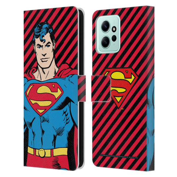 Superman DC Comics Vintage Fashion Stripes Leather Book Wallet Case Cover For Xiaomi Redmi 12