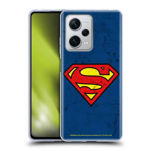 Superman DC Comics Logos Distressed Look Soft Gel Case for Xiaomi Redmi Note 12 Pro+ 5G