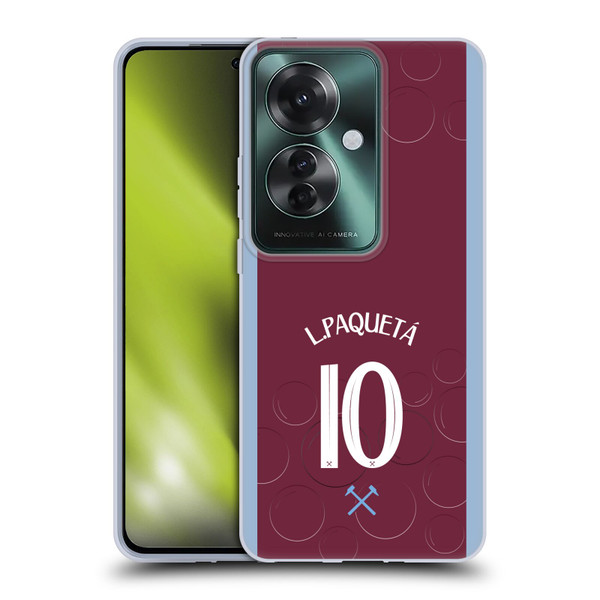 West Ham United FC 2023/24 Players Home Kit Lucas Paquetá Soft Gel Case for OPPO Reno11 F 5G / F25 Pro 5G