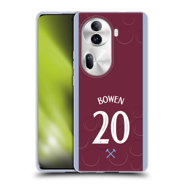 West Ham United FC 2023/24 Players Home Kit Jarrod Bowen Soft Gel Case for OPPO Reno11 Pro