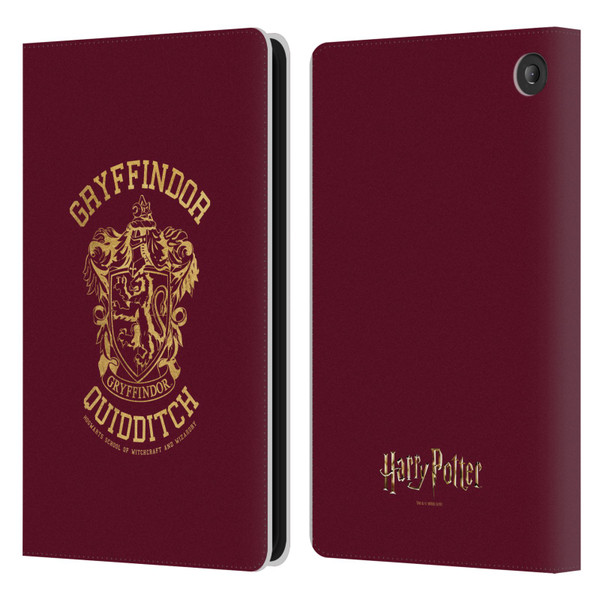 Harry Potter Deathly Hallows X Gryffindor Quidditch Leather Book Wallet Case Cover For Amazon Fire 7 2022