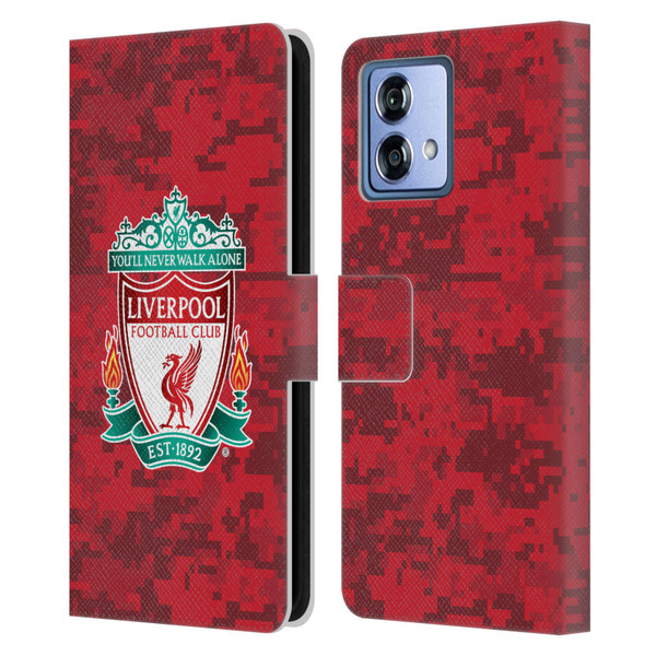 Liverpool Football Club Digital Camouflage Home Red Crest Leather Book Wallet Case Cover For Motorola Moto G84 5G