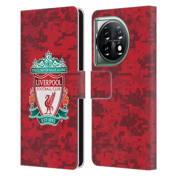 Liverpool Football Club Digital Camouflage Home Red Crest Leather Book Wallet Case Cover For OnePlus 11 5G