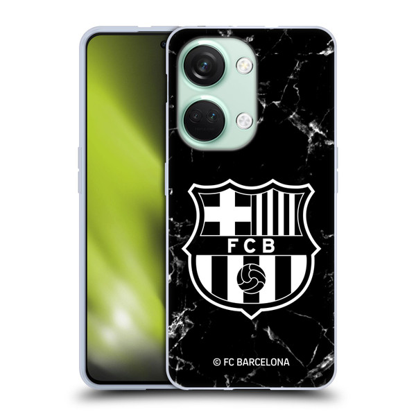 FC Barcelona Crest Patterns Black Marble Soft Gel Case for OnePlus Nord 3 5G