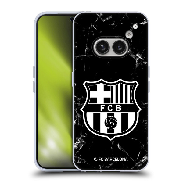 FC Barcelona Crest Patterns Black Marble Soft Gel Case for Nothing Phone (2a)
