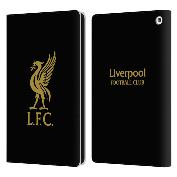 Liverpool Football Club Liver Bird Gold Logo On Black Leather Book Wallet Case Cover For Amazon Fire HD 8/Fire HD 8 Plus 2020