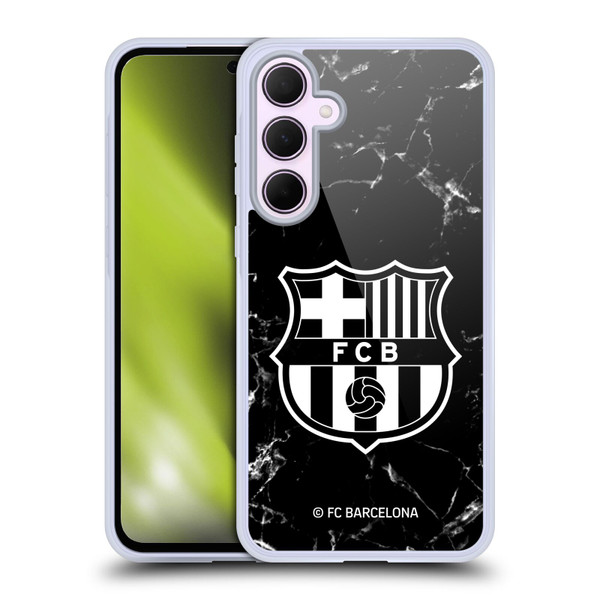 FC Barcelona Crest Patterns Black Marble Soft Gel Case for Samsung Galaxy A35 5G