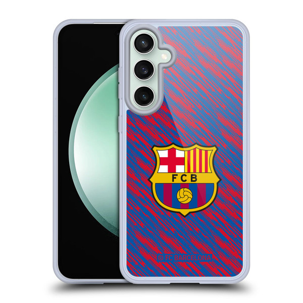 FC Barcelona Crest Patterns Glitch Soft Gel Case for Samsung Galaxy S23 FE 5G & MagSafe