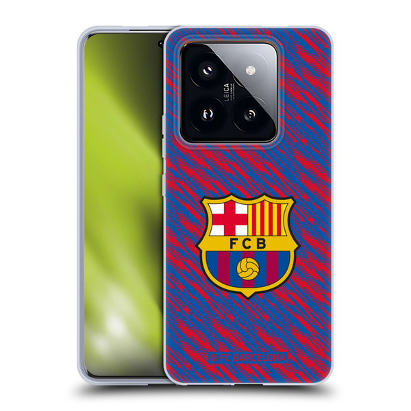 FC Barcelona Crest Patterns Glitch Soft Gel Case for Xiaomi 14 Pro