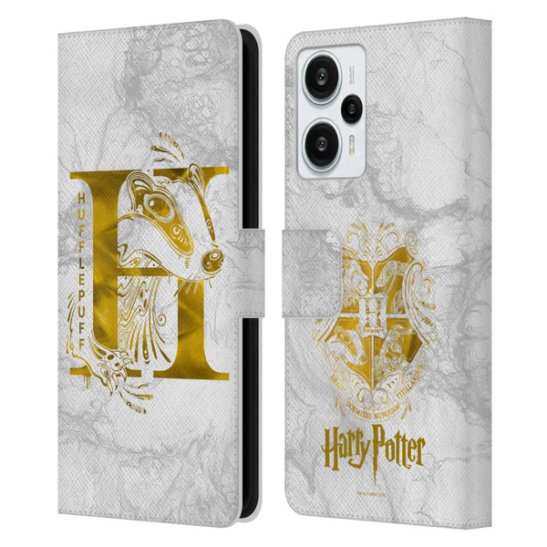 Harry Potter Deathly Hallows IX Hufflepuff Aguamenti Leather Book Wallet Case Cover For Xiaomi Redmi Note 12T