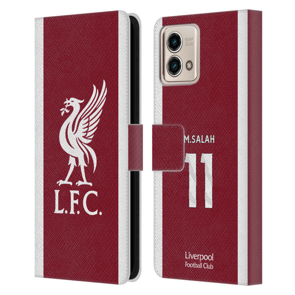 Liverpool Football Club 2023/24 Players Home Kit Mohamed Salah Leather Book Wallet Case Cover For Motorola Moto G Stylus 5G 2023