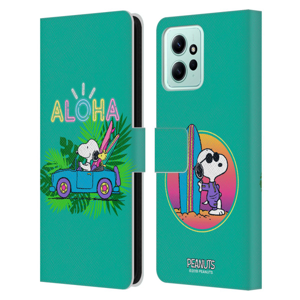 Peanuts Snoopy Aloha Disco Tropical Surf Leather Book Wallet Case Cover For Xiaomi Redmi 12