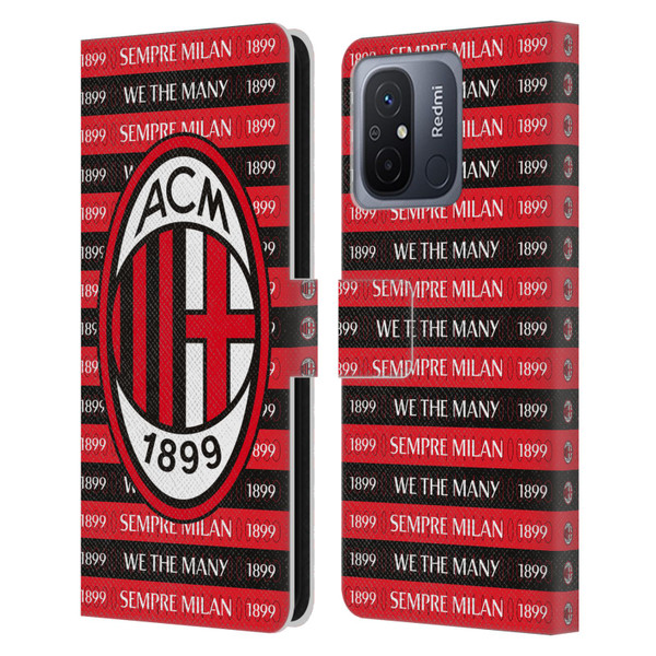 AC Milan Art Sempre Milan 1899 Leather Book Wallet Case Cover For Xiaomi Redmi 12C