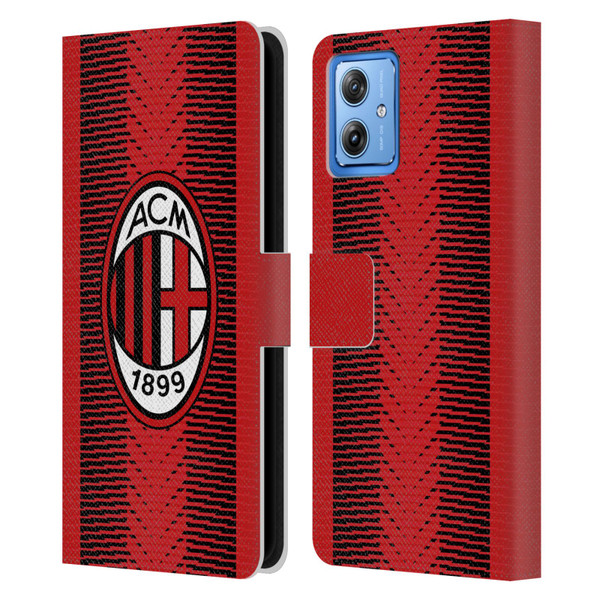 AC Milan 2023/24 Crest Kit Home Leather Book Wallet Case Cover For Motorola Moto G54 5G