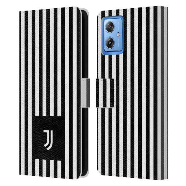 Juventus Football Club Lifestyle 2 Black & White Stripes Leather Book Wallet Case Cover For Motorola Moto G54 5G