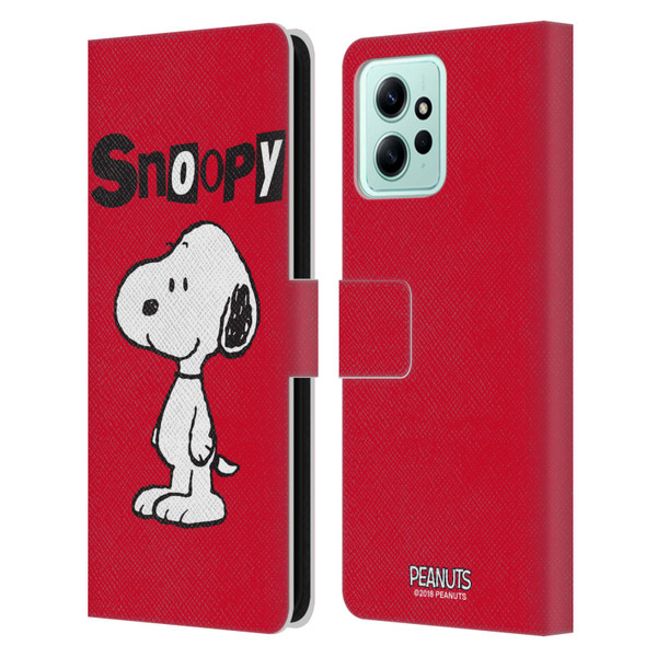 Peanuts Characters Snoopy Leather Book Wallet Case Cover For Xiaomi Redmi 12