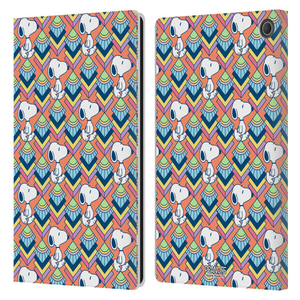 Peanuts Snoopy Deco Dreams Orange Pattern Leather Book Wallet Case Cover For Amazon Fire Max 11 2023