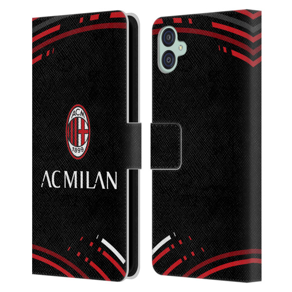 AC Milan Crest Patterns Curved Leather Book Wallet Case Cover For Samsung Galaxy M04 5G / A04e
