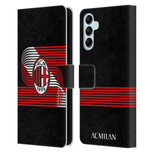 AC Milan Crest Patterns Diagonal Leather Book Wallet Case Cover For Samsung Galaxy M14 5G