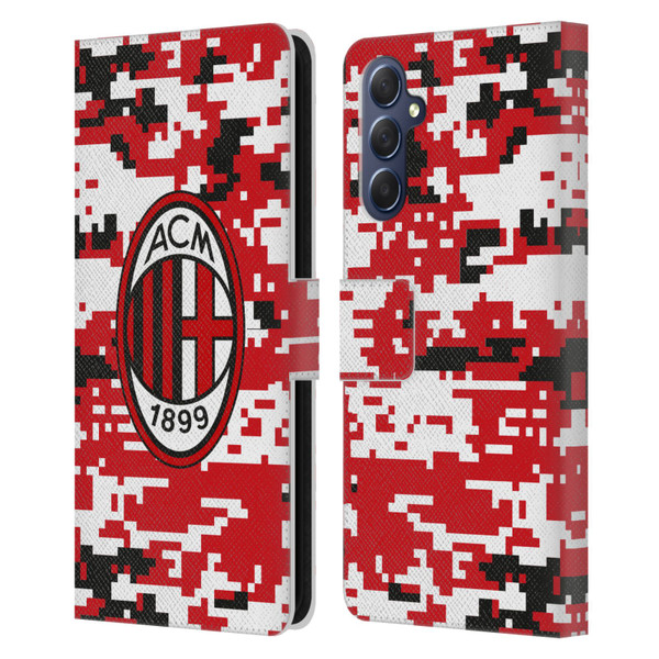 AC Milan Crest Patterns Digital Camouflage Leather Book Wallet Case Cover For Samsung Galaxy M54 5G
