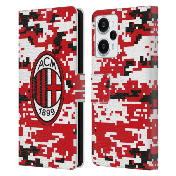 AC Milan Crest Patterns Digital Camouflage Leather Book Wallet Case Cover For Xiaomi Redmi Note 12T