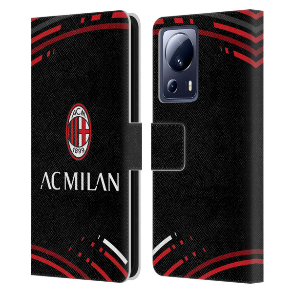 AC Milan Crest Patterns Curved Leather Book Wallet Case Cover For Xiaomi 13 Lite 5G