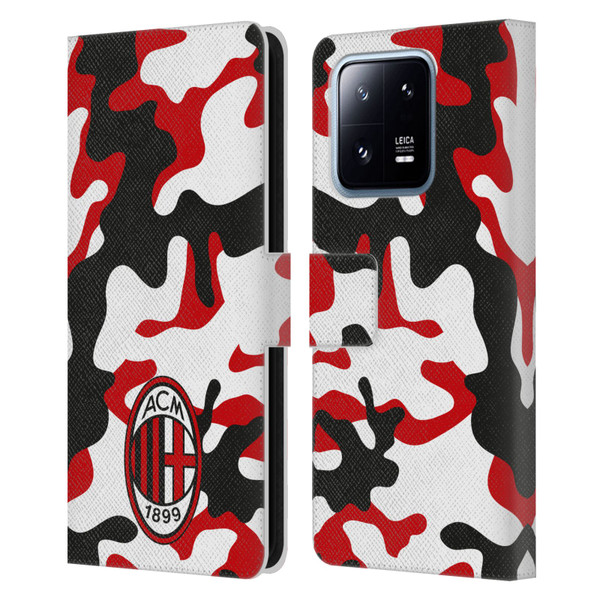 AC Milan Crest Patterns Camouflage Leather Book Wallet Case Cover For Xiaomi 13 Pro 5G