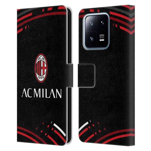 AC Milan Crest Patterns Curved Leather Book Wallet Case Cover For Xiaomi 13 Pro 5G