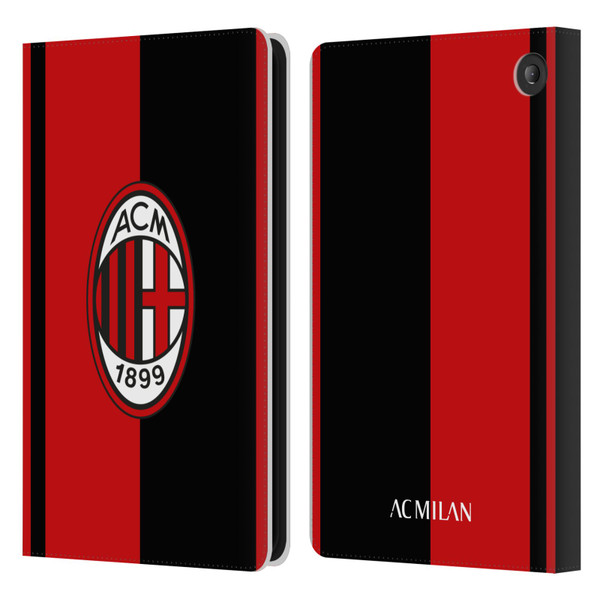 AC Milan Crest Red And Black Leather Book Wallet Case Cover For Amazon Fire 7 2022