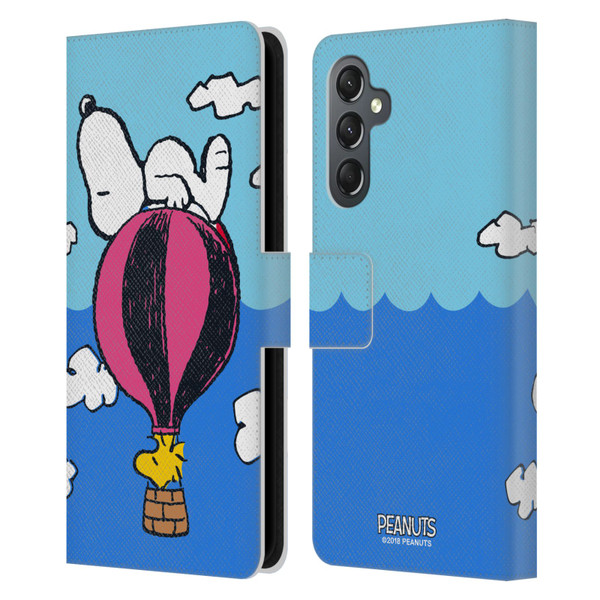 Peanuts Halfs And Laughs Snoopy & Woodstock Balloon Leather Book Wallet Case Cover For Samsung Galaxy A25 5G