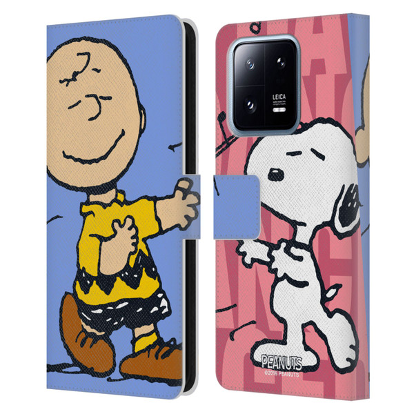 Peanuts Halfs And Laughs Snoopy & Charlie Leather Book Wallet Case Cover For Xiaomi 13 Pro 5G