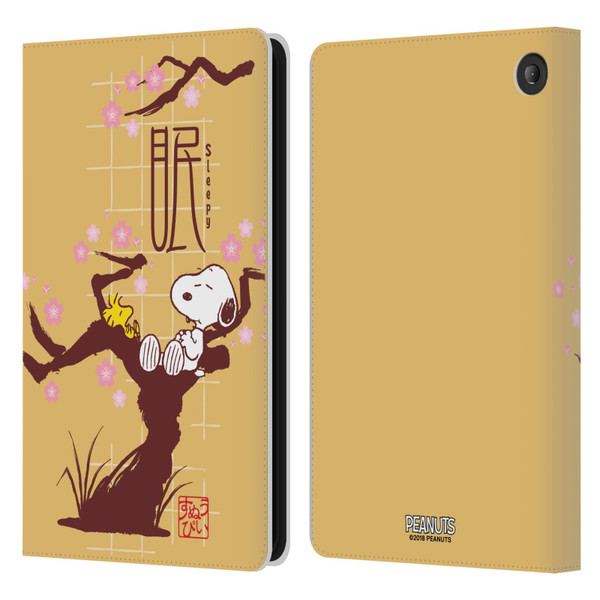 Peanuts Oriental Snoopy Sleepy Leather Book Wallet Case Cover For Amazon Fire 7 2022
