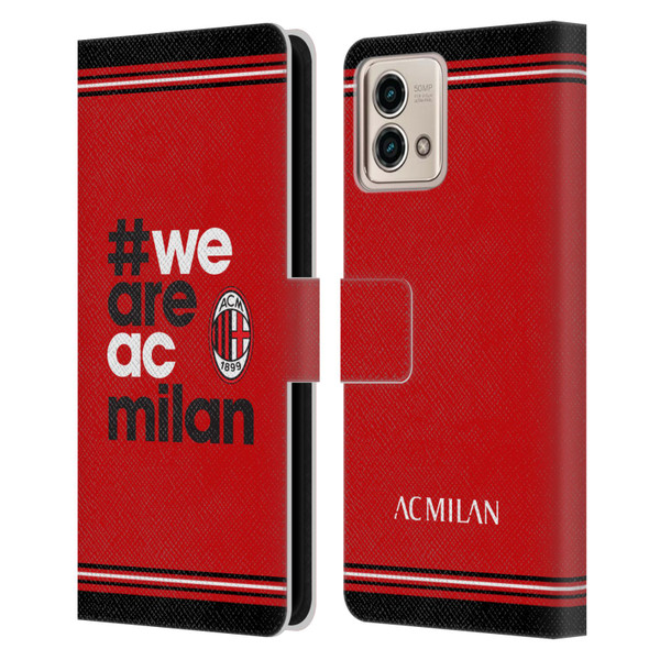 AC Milan Crest Stripes Leather Book Wallet Case Cover For Motorola Moto G Stylus 5G 2023