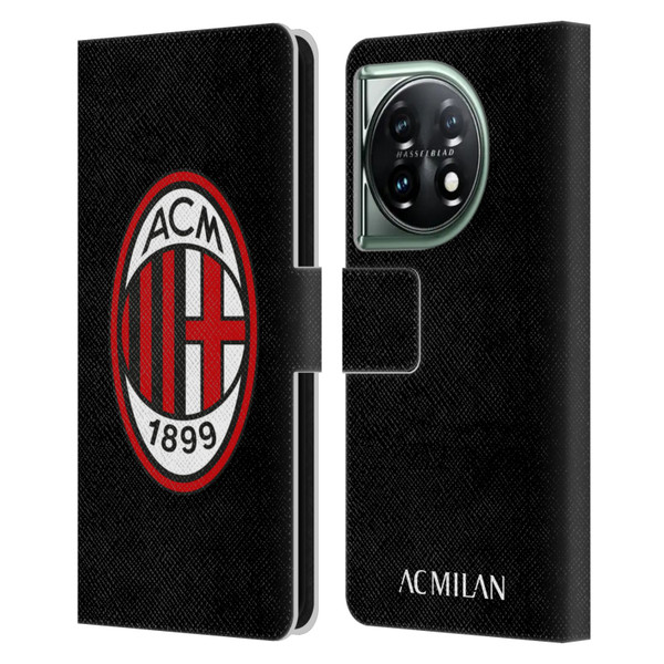 AC Milan Crest Full Colour Black Leather Book Wallet Case Cover For OnePlus 11 5G