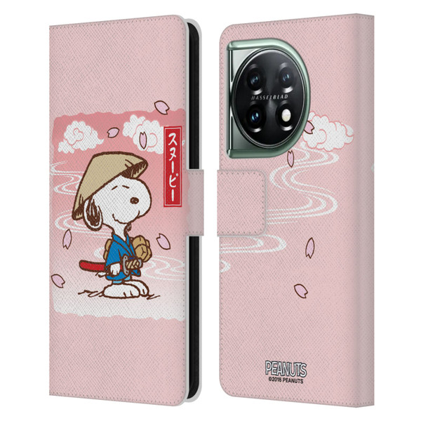 Peanuts Oriental Snoopy Samurai Leather Book Wallet Case Cover For OnePlus 11 5G