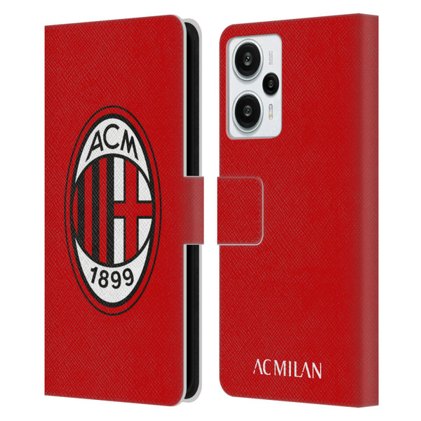 AC Milan Crest Full Colour Red Leather Book Wallet Case Cover For Xiaomi Redmi Note 12T