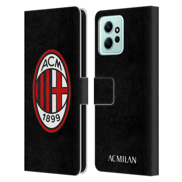 AC Milan Crest Full Colour Black Leather Book Wallet Case Cover For Xiaomi Redmi 12
