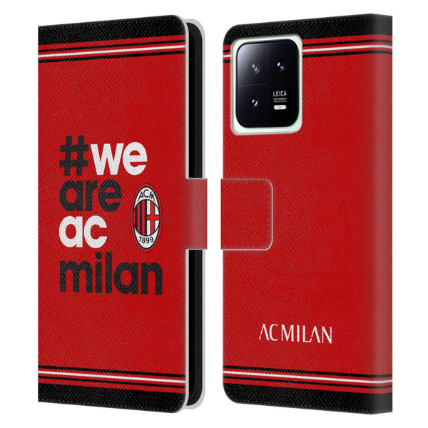 AC Milan Crest Stripes Leather Book Wallet Case Cover For Xiaomi 13 5G
