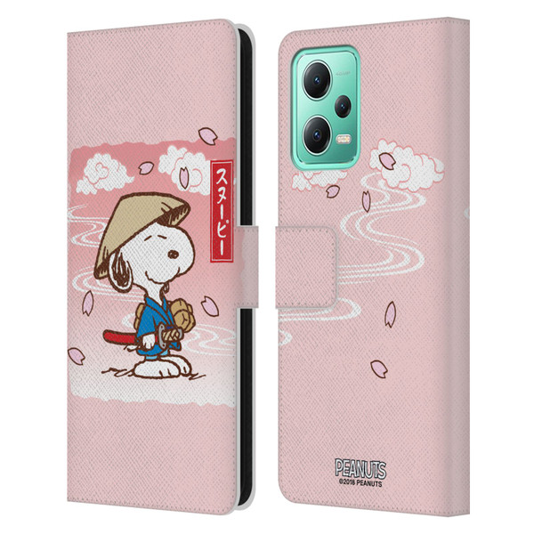 Peanuts Oriental Snoopy Samurai Leather Book Wallet Case Cover For Xiaomi Redmi Note 12 5G