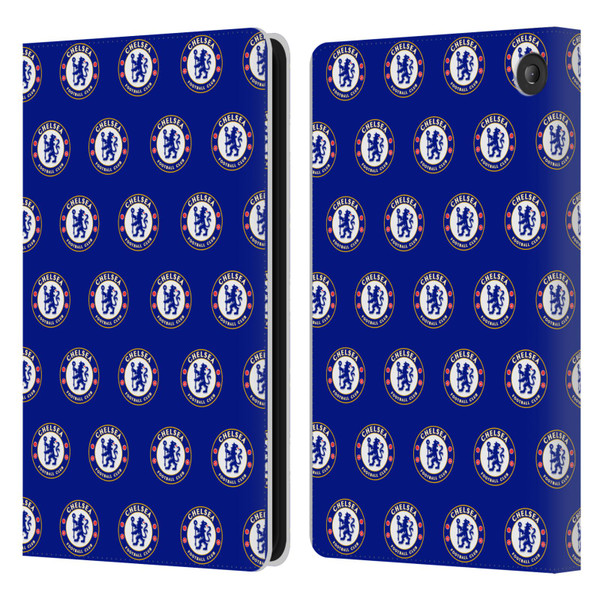 Chelsea Football Club Crest Pattern Leather Book Wallet Case Cover For Amazon Fire 7 2022