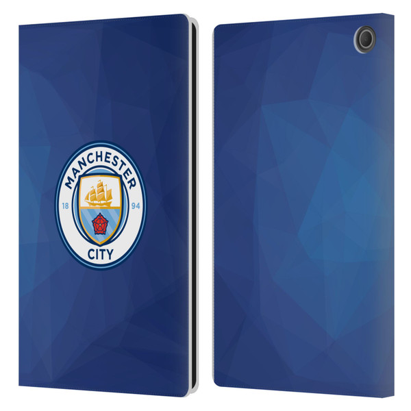 Manchester City Man City FC Badge Geometric Obsidian Full Colour Leather Book Wallet Case Cover For Amazon Fire Max 11 2023