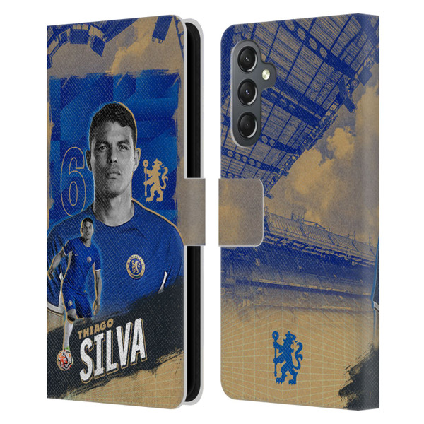 Chelsea Football Club 2023/24 First Team Thiago Silva Leather Book Wallet Case Cover For Samsung Galaxy A25 5G