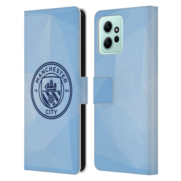 Manchester City Man City FC Badge Geometric Blue Obsidian Mono Leather Book Wallet Case Cover For Xiaomi Redmi 12