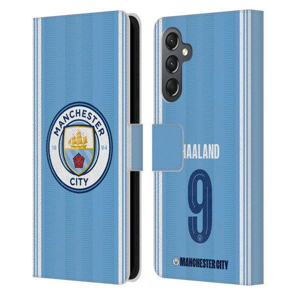 Manchester City Man City FC 2023/24 Players Home Kit Erling Haaland Leather Book Wallet Case Cover For Samsung Galaxy A25 5G