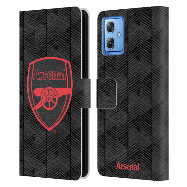 Arsenal FC Crest and Gunners Logo Black Leather Book Wallet Case Cover For Motorola Moto G54 5G